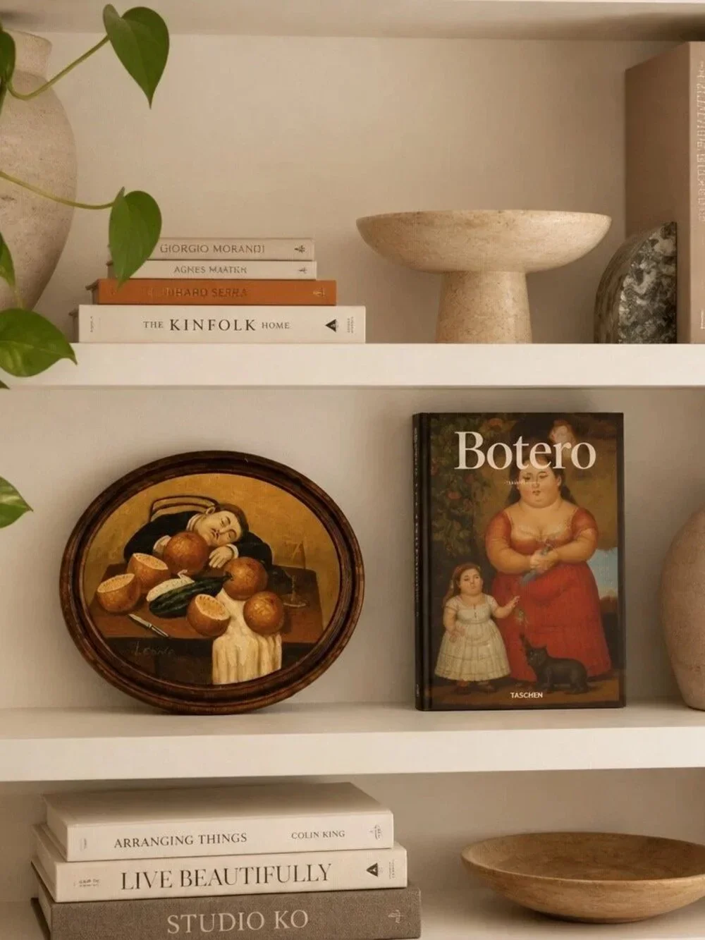 Botero Style Sleeping Man Hand Painted Oil Painting Mid-Century Artwork Signed